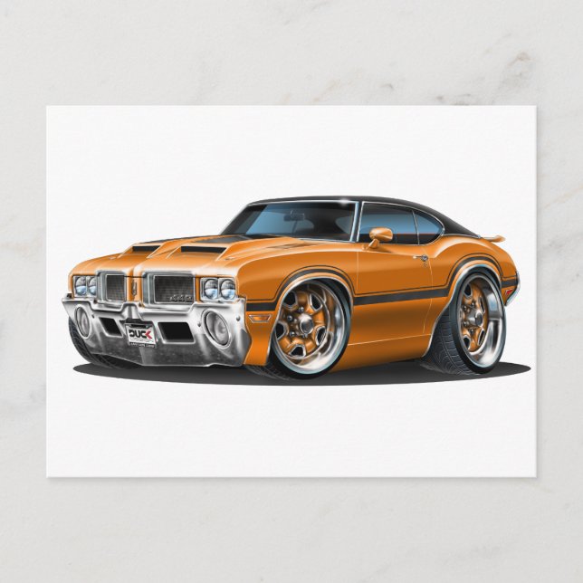 Carte Postale Voiture orange Olds Cutlass 442 (Devant)