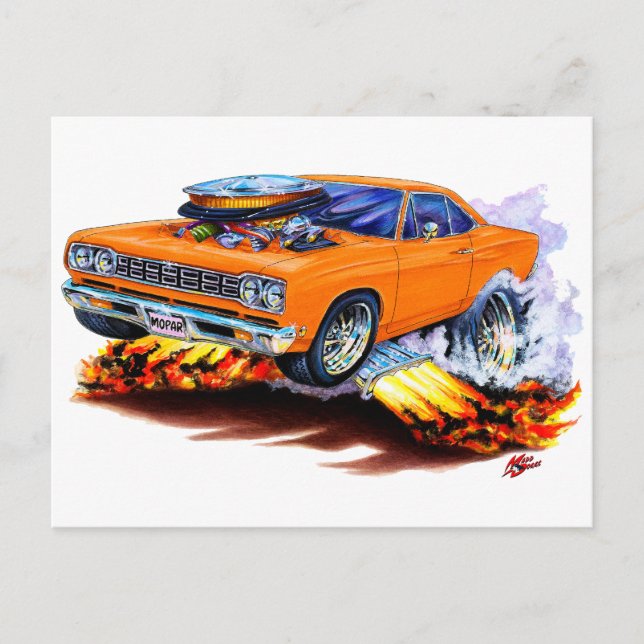 Carte Postale Voiture orange Roadrunner 1968-69 (Devant)