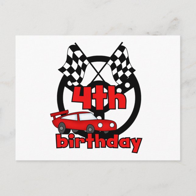 Carte Postale Voiture Racing 4e Anniversaire Tshirts et cadeaux (Devant)
