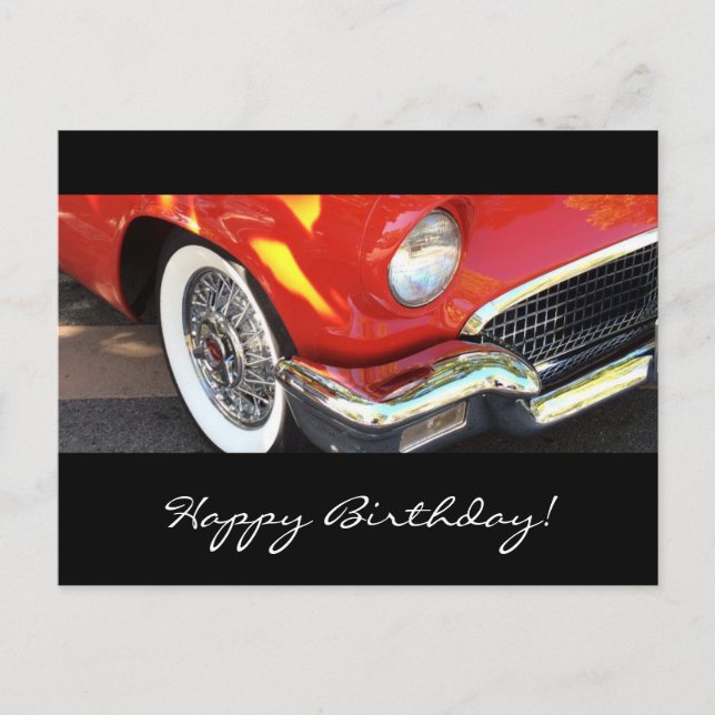 Carte Postale Voiture rouge - anniversaire (Devant)