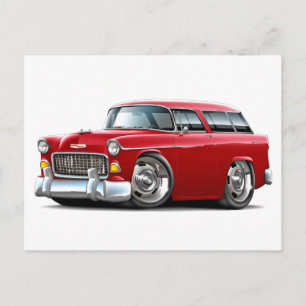 Carte Postale Voiture rouge Chevy Nomad 1955