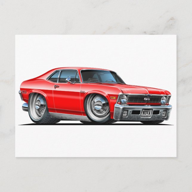 Carte Postale Voiture rouge Chevy Nova (Devant)