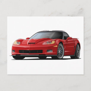 Carte Postale Voiture rouge Corvette ZR1