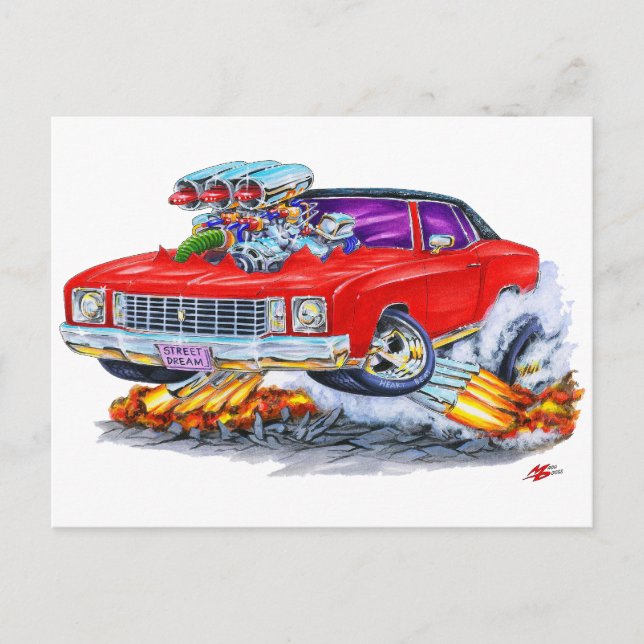 Carte Postale Voiture rouge Monte Carlo 1972 (Devant)