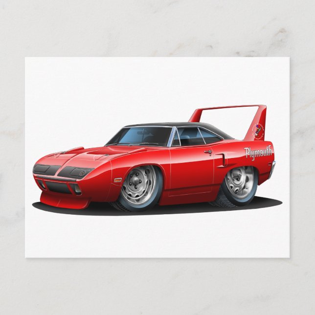 Carte Postale Voiture rouge Plymouth Superbird 1970 (Devant)