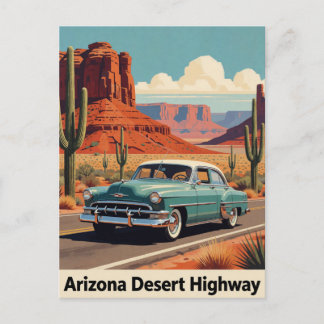 Carte Postale 🏜️ Voiture sarcelle classique Arizona Voyage Rout