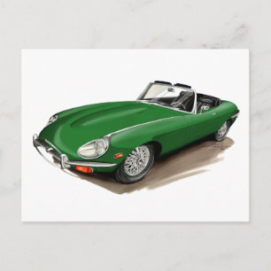 Carte Postale Voiture verte Jaguar XKE