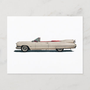 Carte Postale Voiture vintage blanche Cadillac
