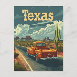 Carte Postale Voiture Vintage du désert du Texas