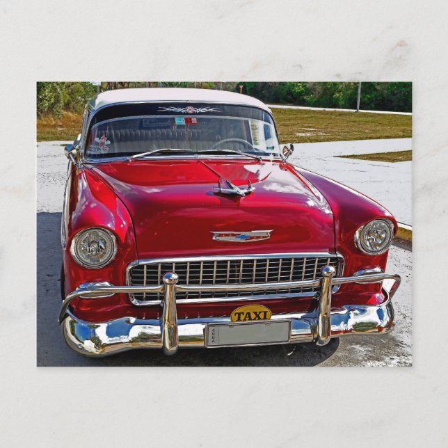 Carte Postale Voitures classiques de Cuba Cerisier Rouge et Chro (Devant)