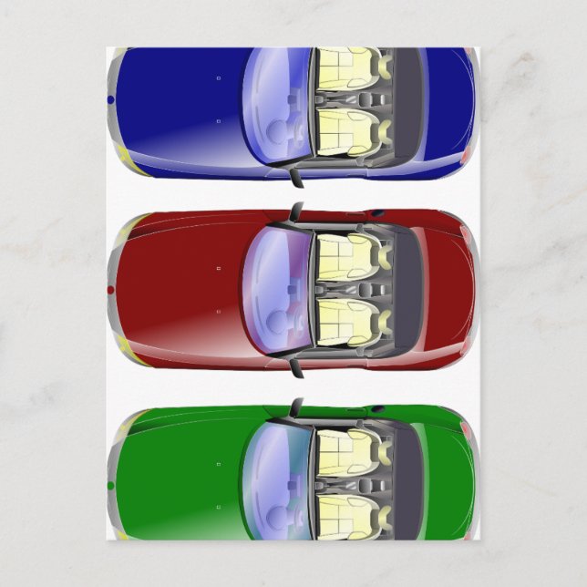 Carte Postale Voitures colorées (Devant)