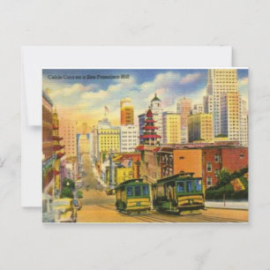 Carte Postale Voitures de câble vintages sur San Francisco Hill