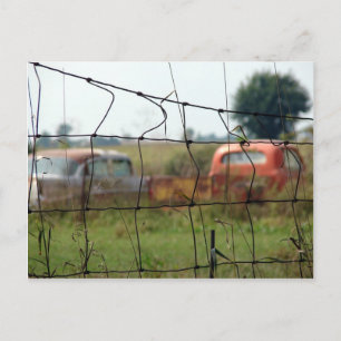 Carte Postale Voitures et camions rouillent dans un champ rural
