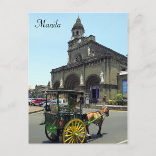 Carte Postale voiturette de la cathédrale de manila