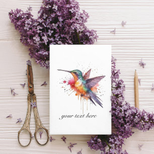 Carte Postale Vol coloré, aquarelle colibri personnalisé