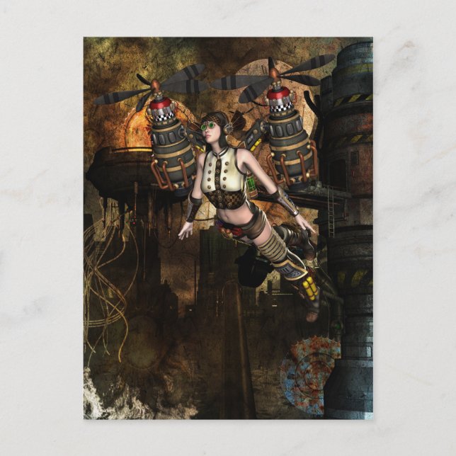 carte postale volante steampunk (Devant)
