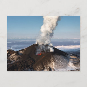 Carte Postale Volcan de l'éruption du cratère : lave, gaz, vapeu