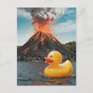 Carte Postale Volcan surréaliste de canard en caoutchouc