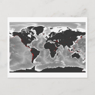 Carte Postale Volcans du monde - Miller Projection