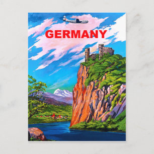 Carte Postale Voler vers l'Allemagne, Château sur le fleuve Rhin