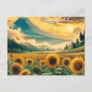 Carte Postale Vos Roses vintage rétro heureux tournesols d'anniv