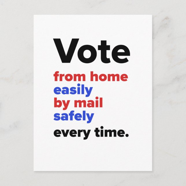 Carte Postale Vote à la maison à chaque fois — Simple (Devant)