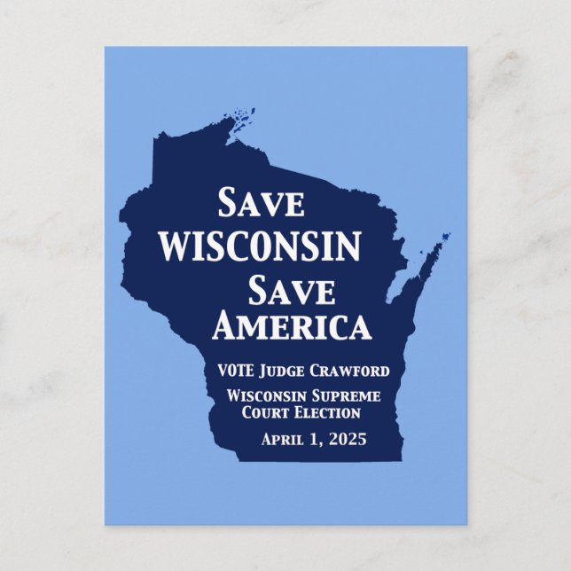 Carte Postale Vote Crawford pour la Cour suprême du Wisconsin (Devant)