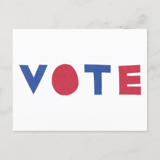 Carte postale VOTE de conception de lettres bloc