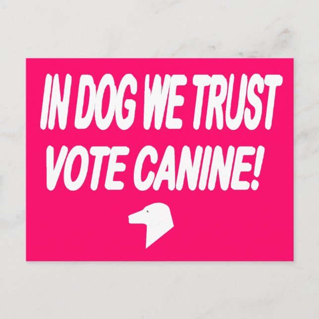 Carte Postale Vote Dog avec texte blanc (Devant)
