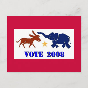 CARTE POSTALE VOTE EN 2008 POSTCARD DÉMOCRATE POLITIQUE RÉPUBLIC