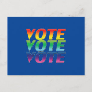 Carte Postale "Vote vote vote" pride lgbtq lgbt arc-en-ciel bleu