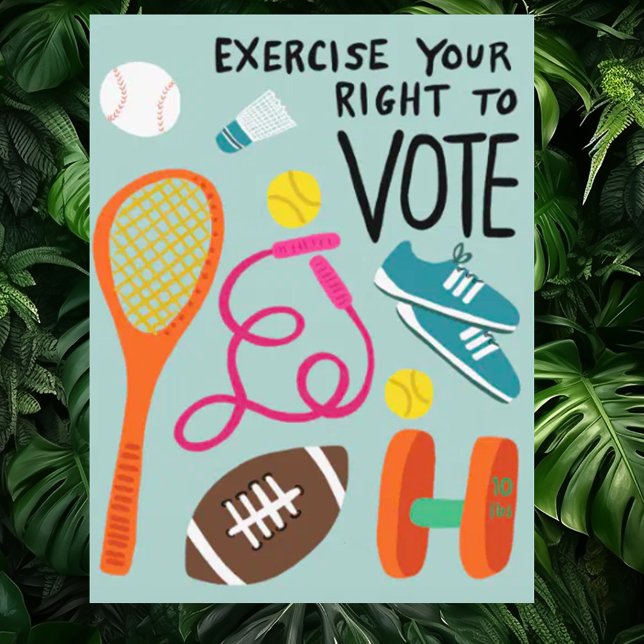 Carte Postale VOTER Exercez votre droit de vote bleu (Cute illustration encouraging people to vote. Add you own text)