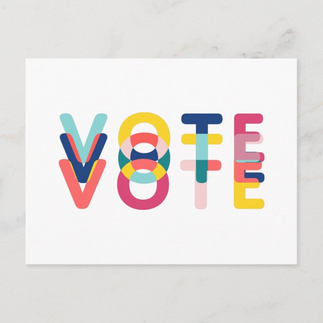 Carte Postale Voter Multicolore Arc-en-ciel moderne bleu jaune (Devant)