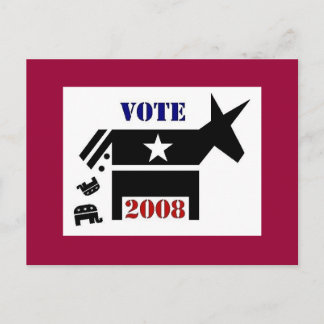 CARTE POSTALE VOTEZ DÉMOCRATE EN 2008 POSTCARD