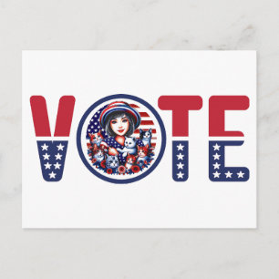 Carte Postale Votez pour les femmes au chat pour Kamala