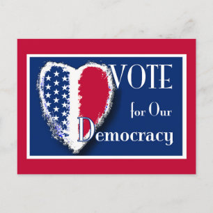 Carte Postale Votez pour Notre Démocratie Coeur patriotique