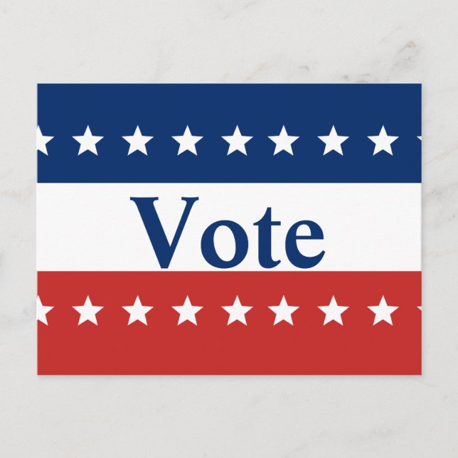 Carte Postale Votez Rouge Blanc et Bleu avec étoiles (Devant)