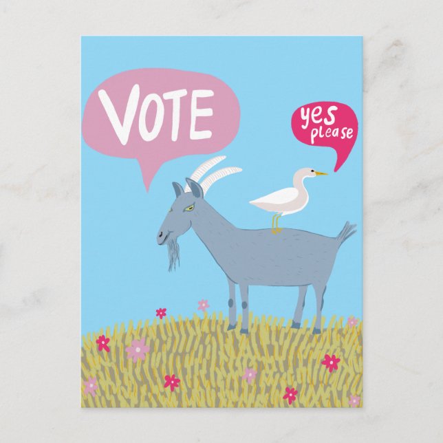 Carte Postale VOTING GOAT Vote 2024 Elections Cute USA (Devant)