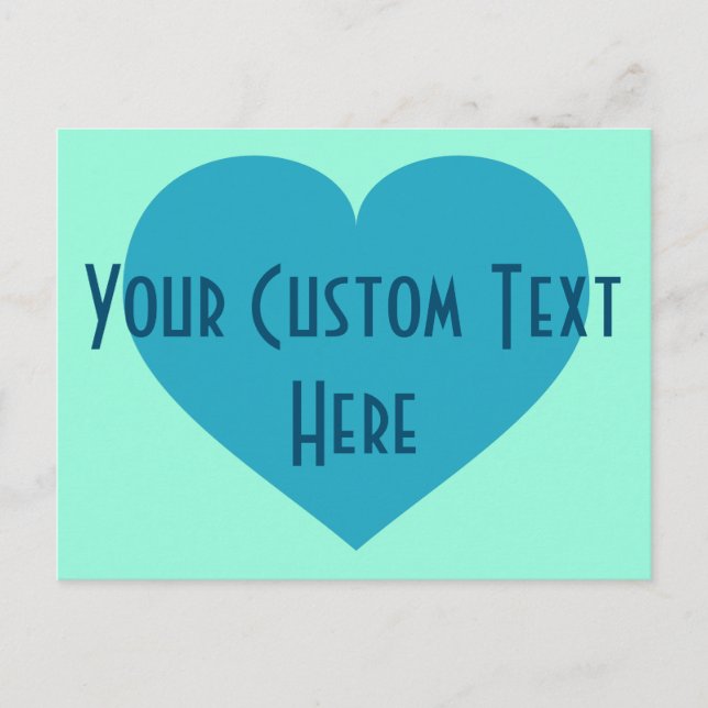 Carte Postale Votre coeur turquoise de texte personnalisé (Devant)