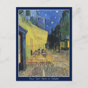Carte Postale Votre couleur/texte La terrasse du café la nuit de
