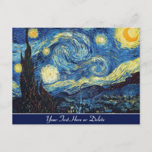 Carte Postale Votre couleur/texte Vincent van Gogh Starry Night