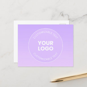 Carte Postale Votre logo   Dégradé Ombre de la lavande subtile