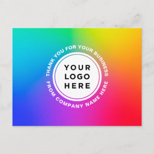 Carte Postale Votre logo et votre texte Rainbow Merci personnali