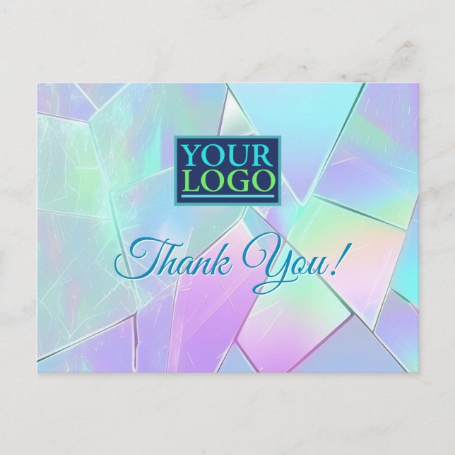 Carte Postale Votre logo, nom commercial, Turquoise & violet Iri (Devant)