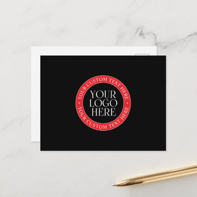 Carte Postale Votre logo ou autre image | Noir rouge et blanc (Devant/Arrière en situation)