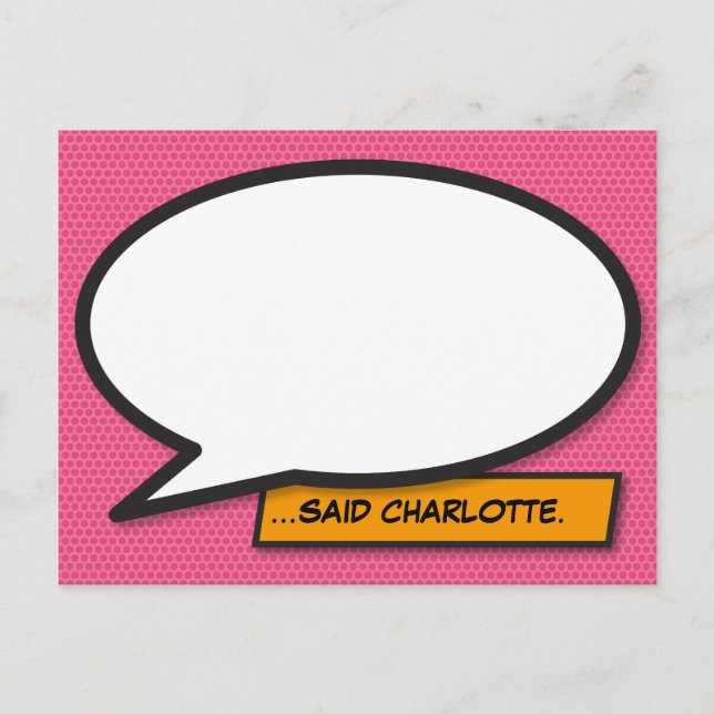 Carte Postale Votre message Allocution Bubble Rose Comique Livre (Devant)