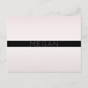 Carte Postale Votre nom Blanc fin et Rose subtil Ombre Stripes