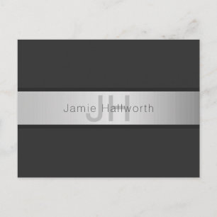 Carte Postale Votre nom et votre monogramme   Gris & Faux Silver