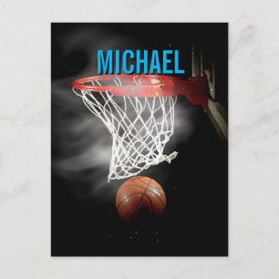 Carte Postale Votre nom personnalisable Basketball Artwork Pop A