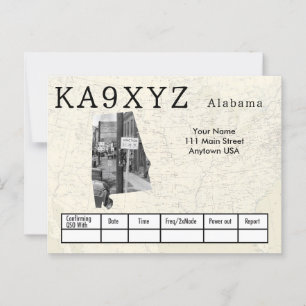 Carte Postale Votre photo Alabama en forme découpe QSL personnal
